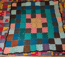 Handmade Granny Square Afghan Colorful
