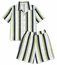 S1ope Boys 2pc Striped Collared Button-Up Shirt Shorts Set 12-14
