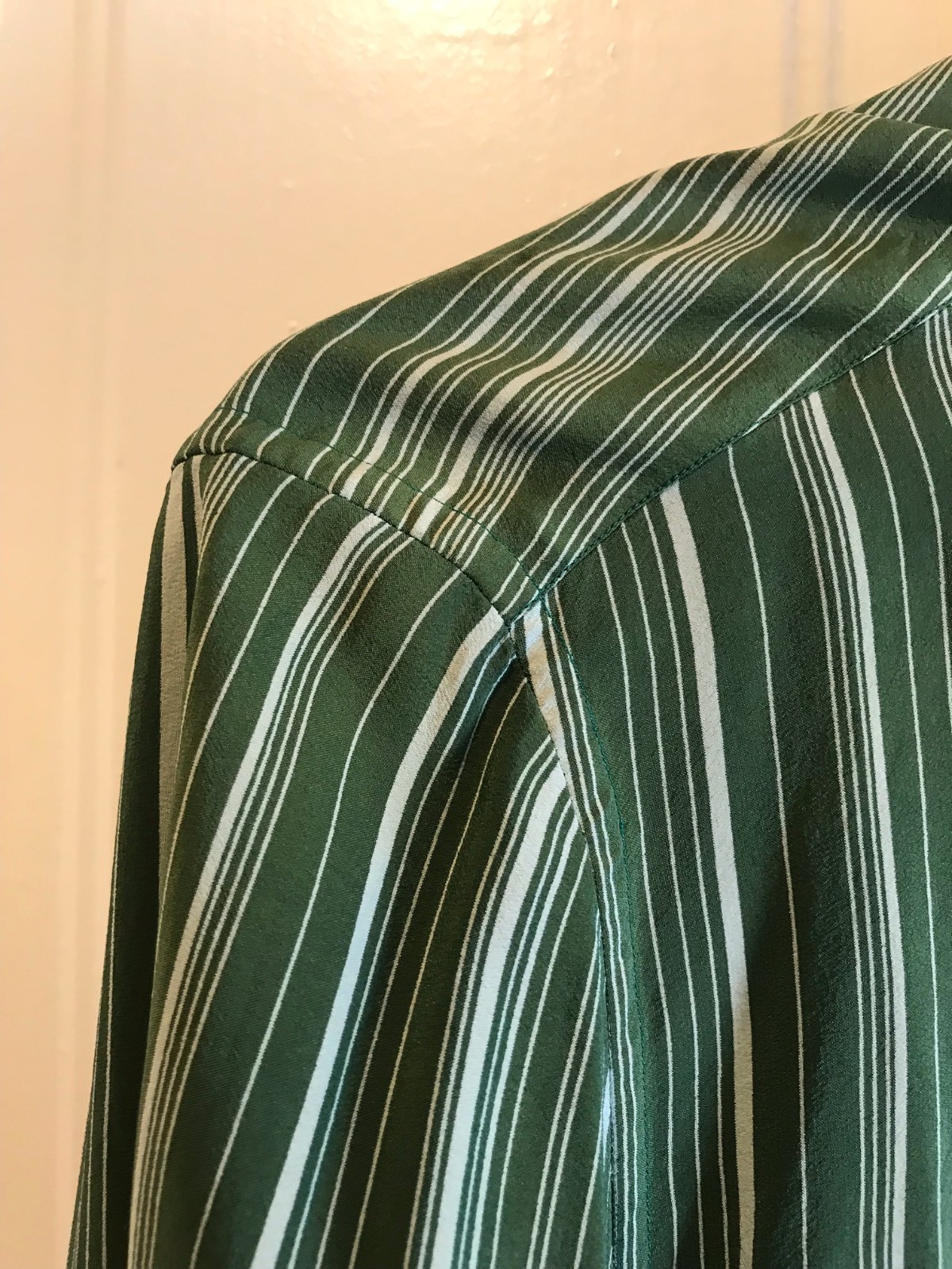 Vintage Italian Valentino green striped silk mens shirt 1960's thumbnail 12