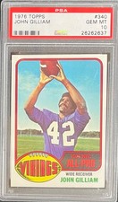 GEM MINT PSA 10 1976 TOPPS JOHN GILLIAM #340 VIKINGS POP 19