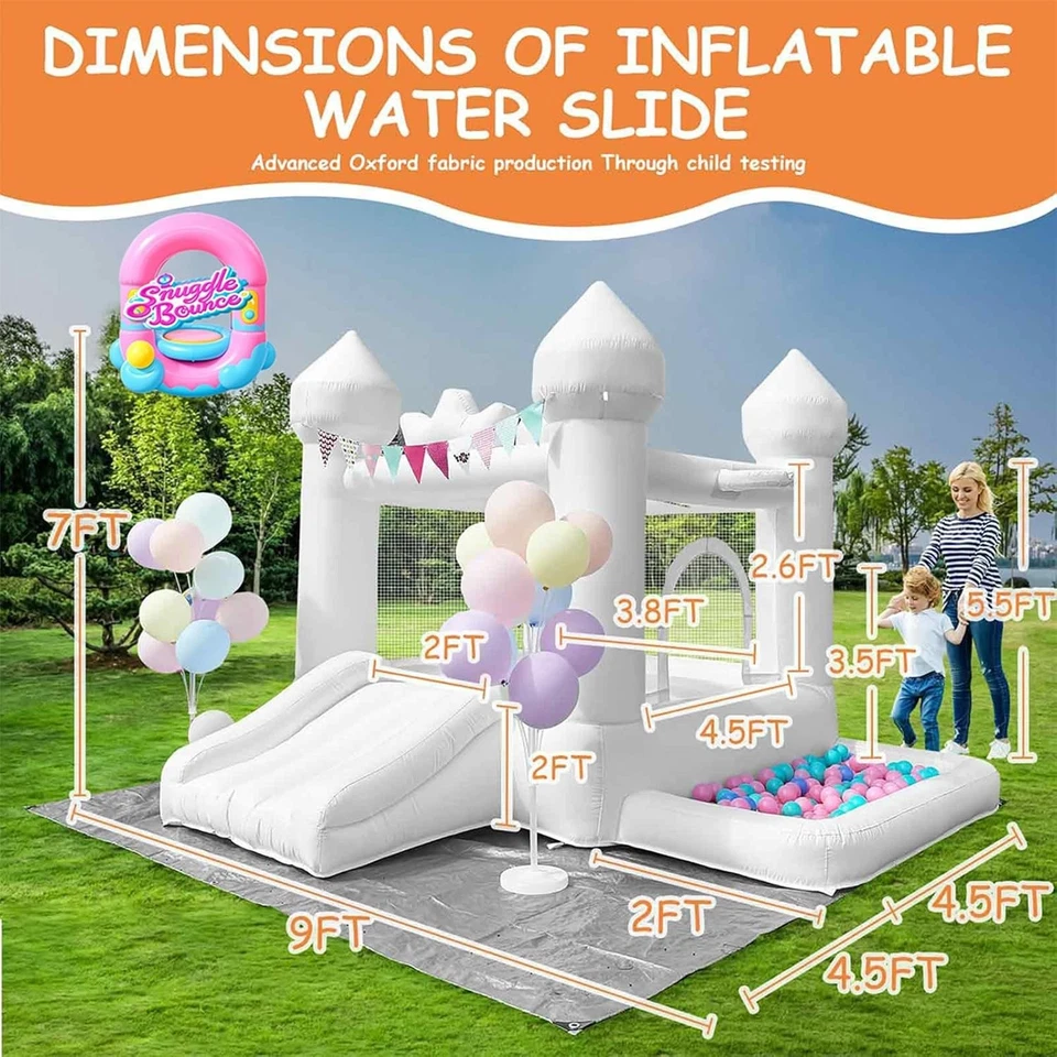 9-футовый белый надувной домик, надувной домик для детей 3-6 лет вечеринка... - Изображение 2 из 4