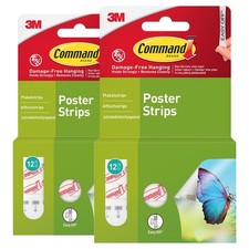 2 x 12 Command Damage-Free Hanging Poster Strips Self Adhesive 17024-12-UKN