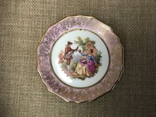 Vintage Limoges France Fragonard Courting Couple Miniature Porcelain Plate 3.25"