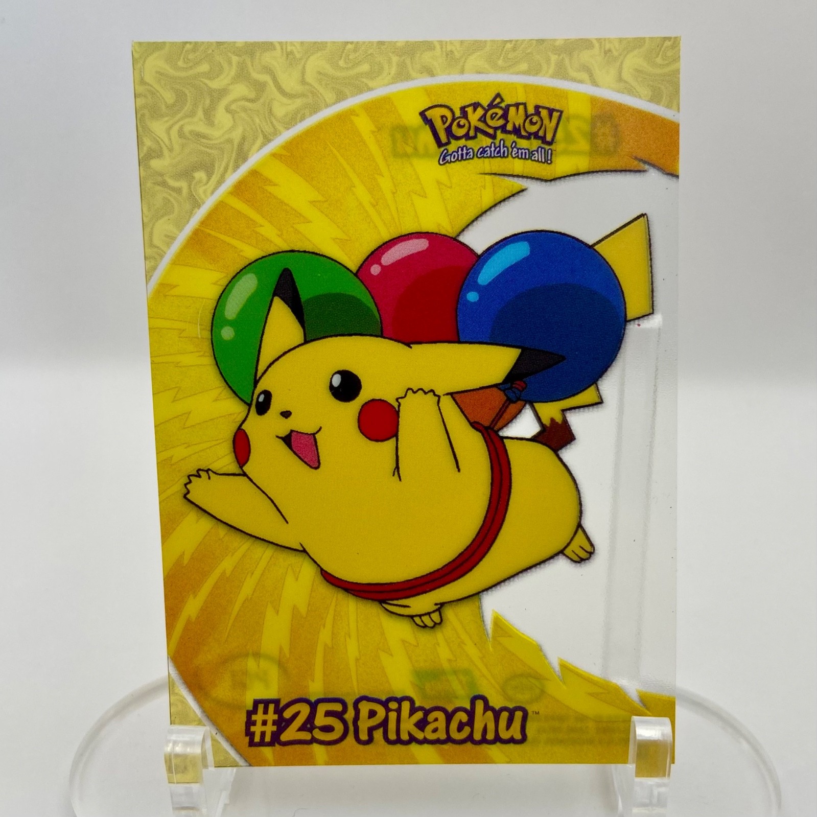 Pikachu #25 PC1 2000 Topps Pokemon TV Animation Blue Logo Clear Card NM Vintage