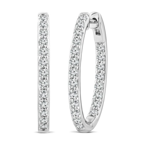 1.00ct Lab Grown Diamond Hoop Earrings in 18K White Gold - Picture 1 of 5