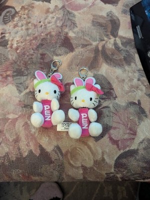 2 HELLO KITTY Easter PLUSH PEZ DISPENSER KEYCHAIN CLIP