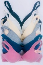 Lot 6 No Wire Full Cup Wireless Plain Everyday Light Padded Wire Free Cotton Bra