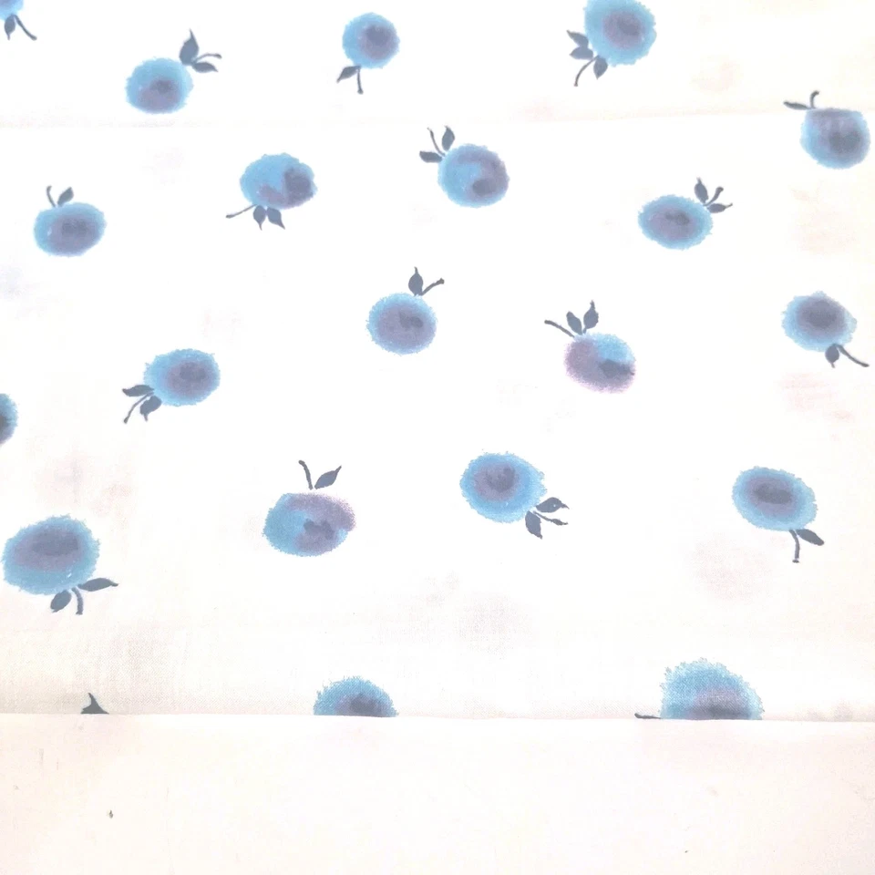 Vintage Material Fabric,white W/Electric Blue Fruit, 174"By 36" - Image 2 of 4