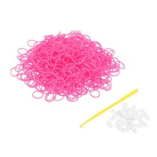 600Pcs Loom Rubber Band Kit with 25Pcs S-Clips and 1Pcs Hook, Bright Pink