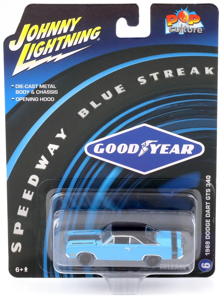 1:64 Johnny Lightning Pop Culture 1969 Dodge Dart GTS 340 Goodyear blue/black - Bild 1 von 2