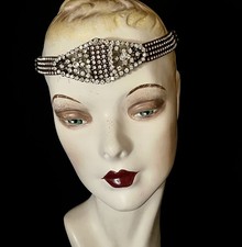Large, Lovely Antique Edwardian, 1920s Rhinestone, Paste Flapper Headband