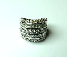 VINTAGE WOMENS W/ STONES 925 STERLING SILVER RP RING SIZE 7  TOP 18MM WIDE