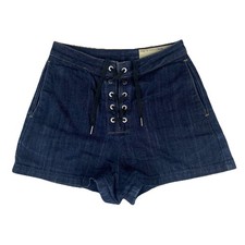 rag & bone Lace Up Denim Jean Shorts Size 25 Dark Wash Made In USA