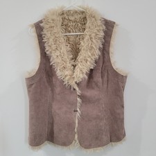 Penny Lane Faux Fur Trim Suede Boho Vest