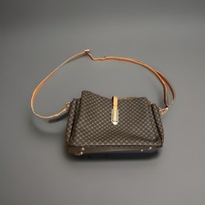 Geometric Brown Vegan Faux Leather Crossbody Shoulder Bag