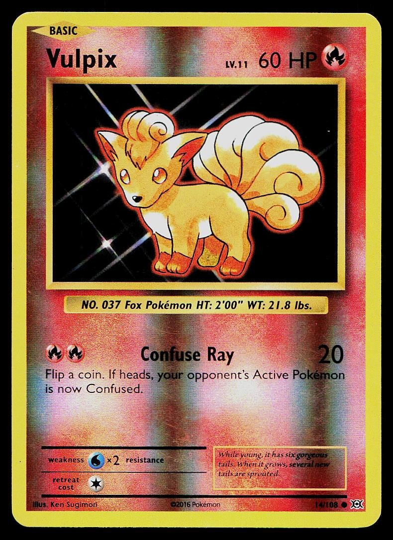 Pokemon Card Evolutions Vulpix 14/108 Common Reverse Holo