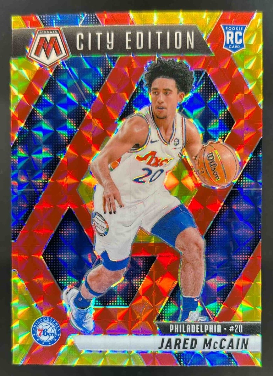 2024-25 Mosaic Jared McCain RC Choice Fusion Red & Yellow City Edition #58/75