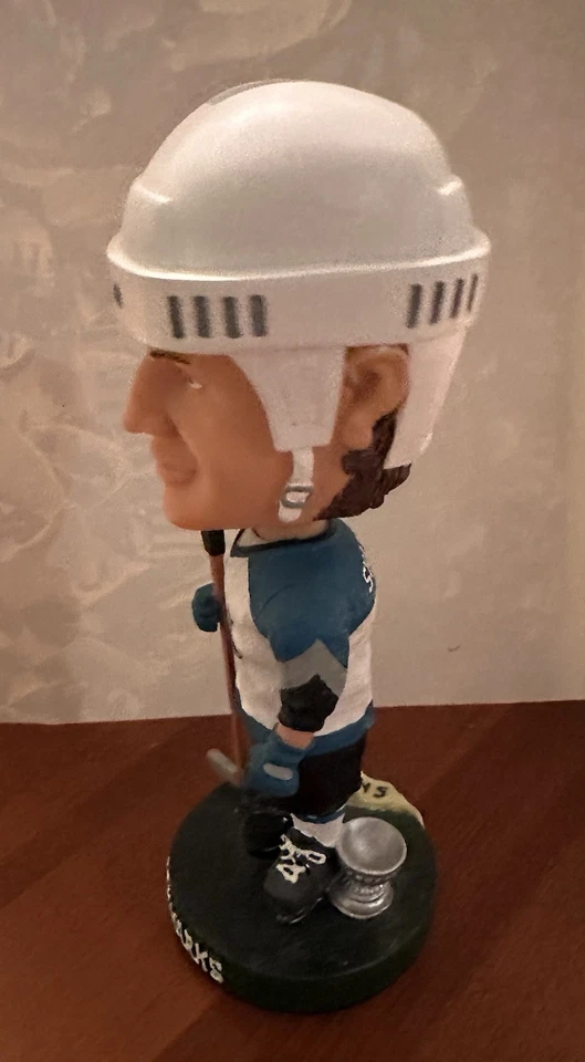 Shark Attack Collectible! San Jose Sharks Bobblehead & Button Pin Bundle - Image 4 of 4