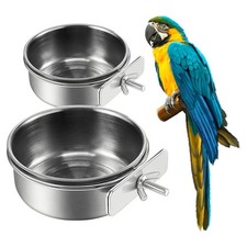 2Pcs Stainless Steel Bird Feeding Bowls, Small Bird Feeding Cup, Stainless St...