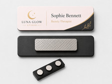 Custom Magnetic Staff Name Badges Personalised Work ID Tags With Logo 75x25mm