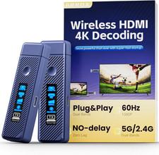 Wireless HDMI Transmitter and Receiver 328FT/100M,4K Decode Plug  Play Portable