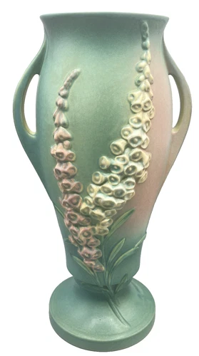 Roseville Art Pottery 15 1/2" Foxglove Double Handled Footed Vase 54-15