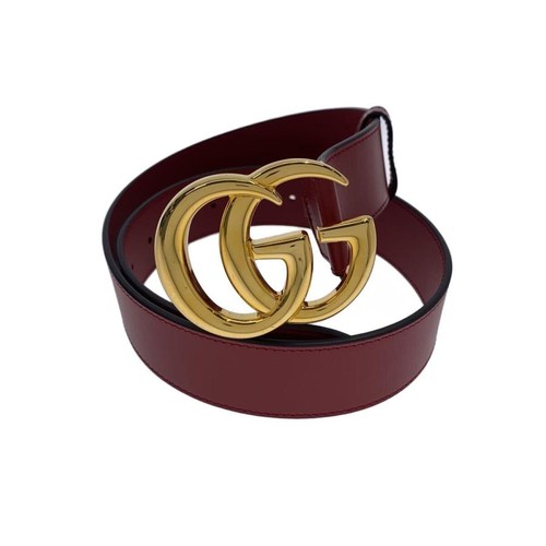 GUCCI Leather Belt, Red, Women's, 406831GG Marmont Belt