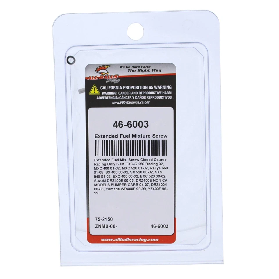 Tornillo de mezcla de combustible extendido para Yamaha WR400F 1998-1999; 46-6003 Foto 4 de 4