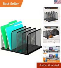 Desk File Organizer 5 Sections Upright Mesh Desktop Organizer File Sorter Off...