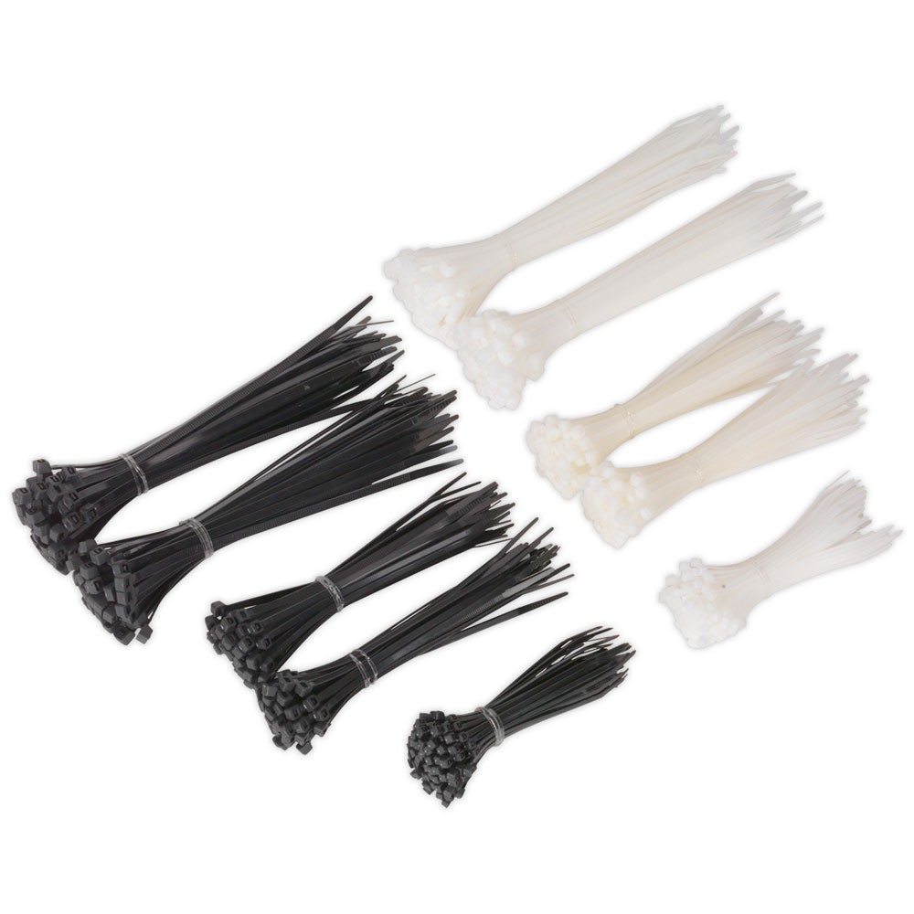 Sealey Cable Ties Assorted Black/White Pack Of 600