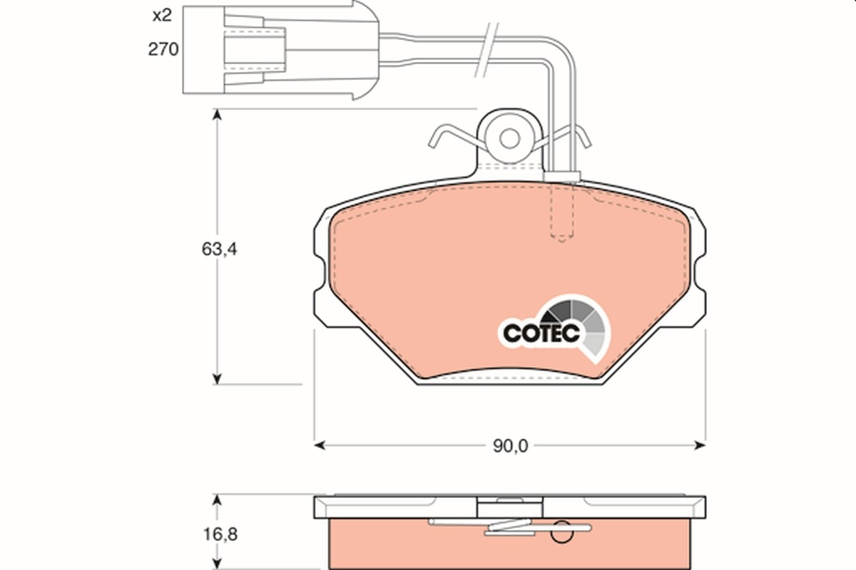 Fits TRW GDB852 BRAKE PAD SET, DISC BRAKE