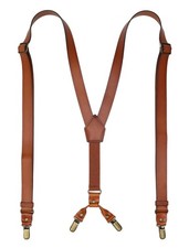 Genuine Leather Suspenders for Men, Y Design Leather Suspenders with 4 Metal ...