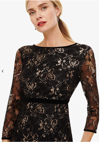 Phase Eight Black Gold Lace Dress Size 10 RRP £120 Party Occasion - Picture 3 of 12