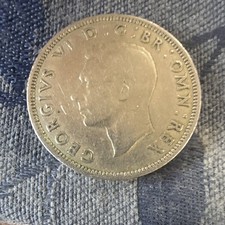 1948 Great Britain Florin Two Shillings George VI Silver 0.5 KM#893 Tudor Rose