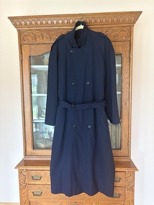 NEWPORT HARBOR MENS NAVY WOOL TRENCH COAT W ZIPOUT LINING UNSIZED SEE PHOTOS!