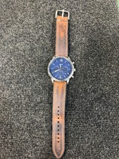 Fossil Neutra Chronograph Brown Leather Watch Blue Dial NEEDS BATTERY