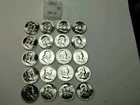 1958 D  Franklin Half Dollar Gem BU 90% Fine Silver. 20 Coins Roll.