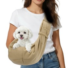 Dog Sling Carrier for Small Pet Breathable Mesh with Buckle Brown