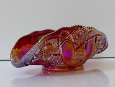 Vintage Red Fenton Carnival Glass Banana Boat Bowl 12"