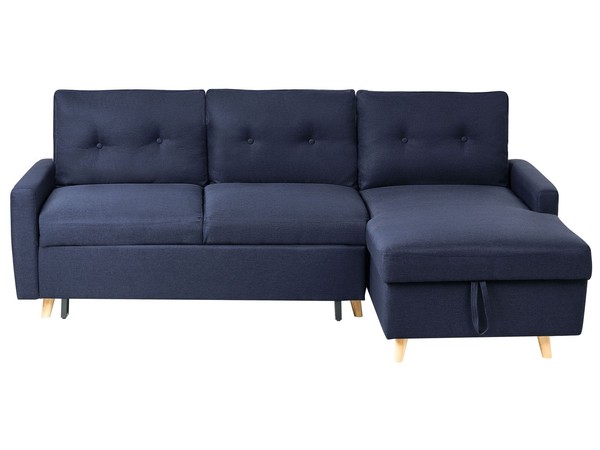 Ecksofa Linksseitig Marineblau Polsterbezug Schlaffunktion Flakk-image