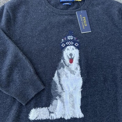 Polo Ralph Lauren Husky Malamute Dog-Intarsia Holiday XL 100