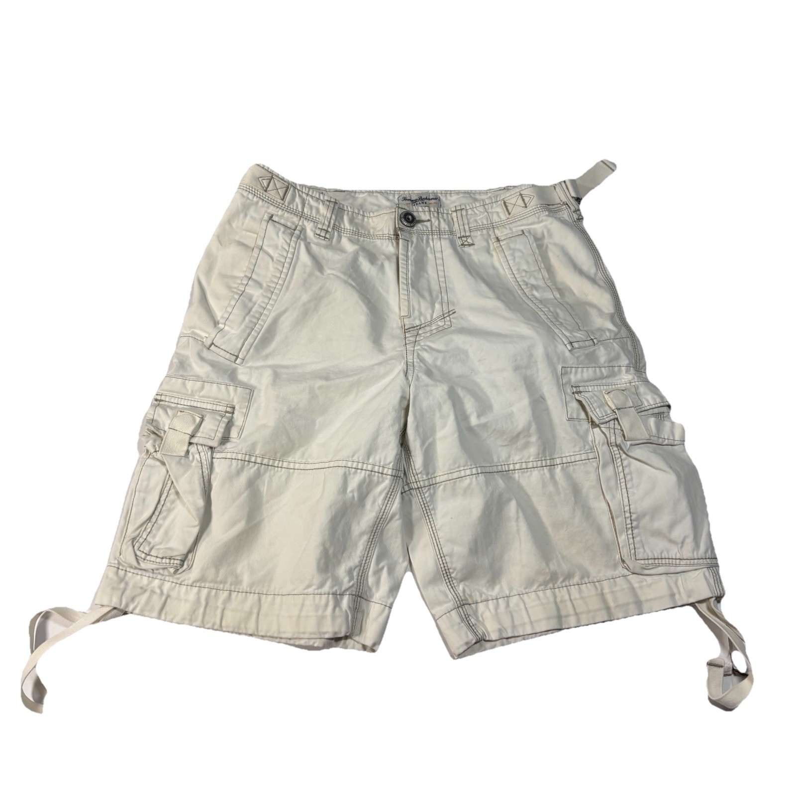 Tommy Bahama 100% Cotton Island Crafted Cargo Shorts Size 30 White Relaxed Fit