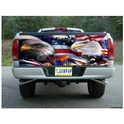 Horse American Patriot Truck Tailgate Decal Wrap Realistic Vinyl Decal Sticker