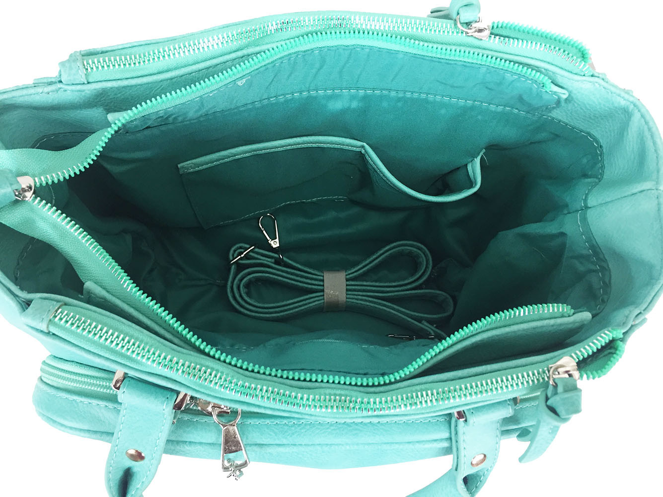 Zzfab Multi Zippers Locking Faux Leather Concealed Carry Gun Purse