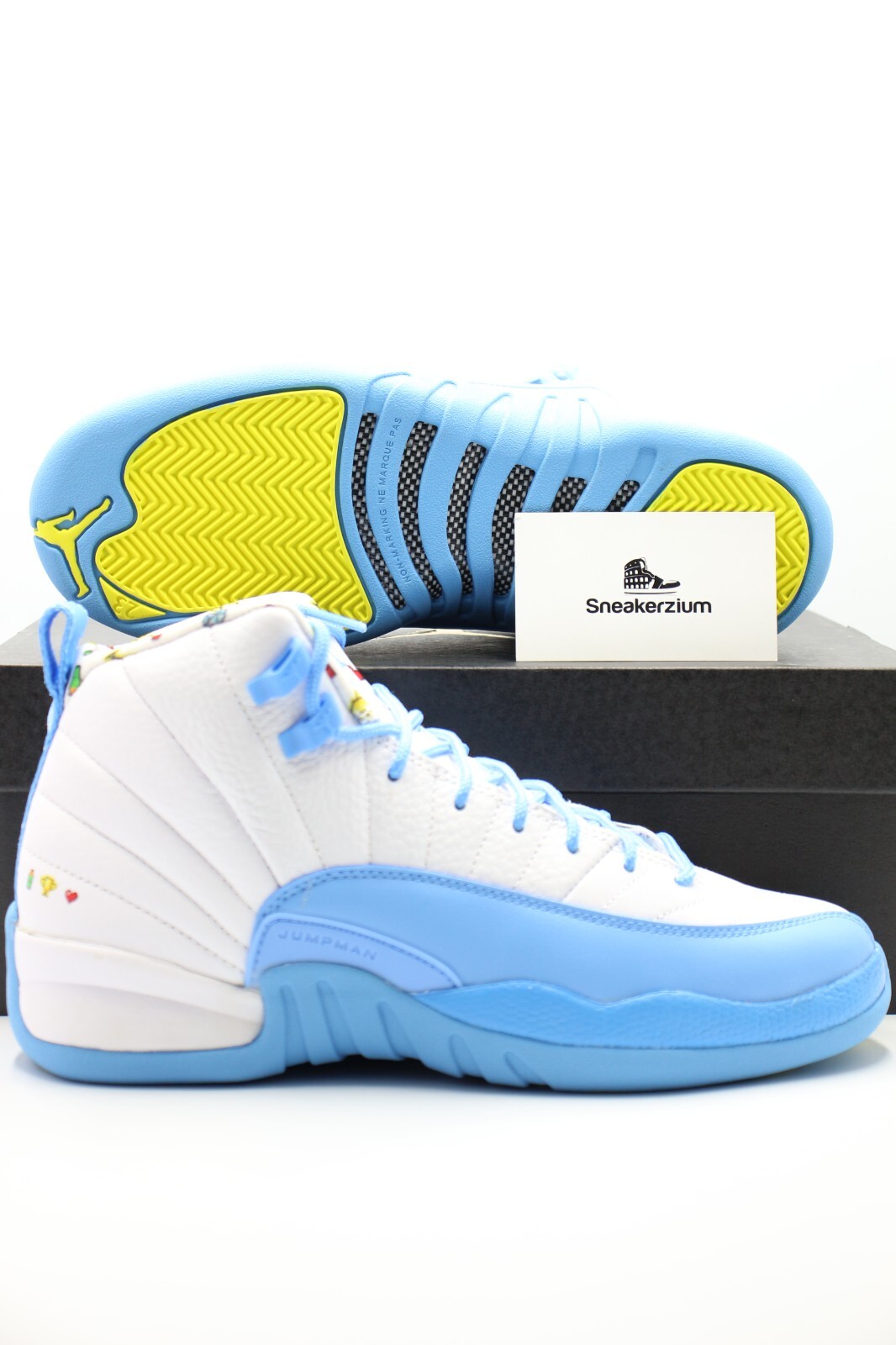 Nike Air Jordan 12 Retro White University Blue Emoji DQ4365-114 GS New
