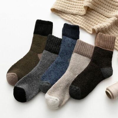 5 Pairs Men Wool Cashmere Warm Thick Comfortable Solid Casual Sports Socks