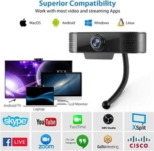 1080P Full HD USB Webcam for PC Desktop & Laptop Web Camera