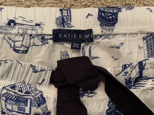 KATIE KIME Austin toile pajama set short sleeve top long pant cotton blue 2XL - 第 6/9 張圖片