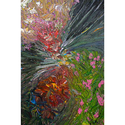 ''Trinity'' Original Impasto Abstract Painting Signed Torey Ransom feathers nature