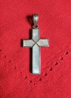 Sterling Silver 925 Cross With Mother Of Pearl Inlay